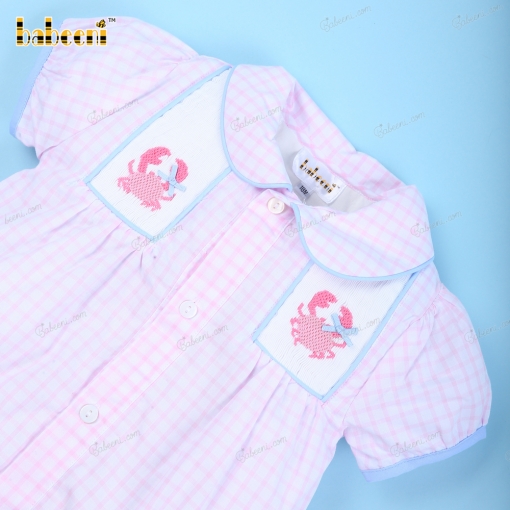 Light Pink Smocked Bubble For Girl - BB3147